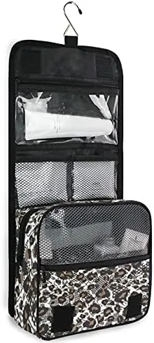 Hanging Toiletry Bag Brown Leopard Makeup Travel bag for Toiletries Portable Toiletry Organizer Bags Clear Toiletry Cosmetic Kit