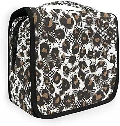 Hanging Toiletry Bag Brown Leopard Makeup Travel bag for Toiletries Portable Toiletry Organizer Bags Clear Toiletry Cosmetic Kit