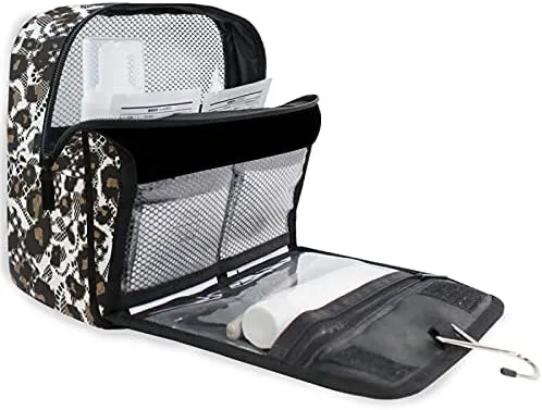 Hanging Toiletry Bag Brown Leopard Makeup Travel bag for Toiletries Portable Toiletry Organizer Bags Clear Toiletry Cosmetic Kit