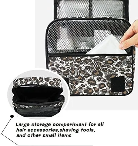 Hanging Toiletry Bag Brown Leopard Makeup Travel bag for Toiletries Portable Toiletry Organizer Bags Clear Toiletry Cosmetic Kit