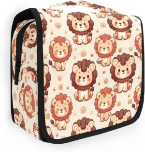 Hanging Toiletry Bag Cute Lion Travel Makeup bag for Toiletries Portable Travel Toiletry Organizer Cosmetic Bags with Hanging Hook