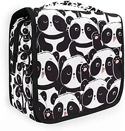 Hanging Toiletry Bag Hello Panda Makeup Bag Portable Travel bag for Toiletries Organizer Bags for Women Men, Travel-Essentials Bag