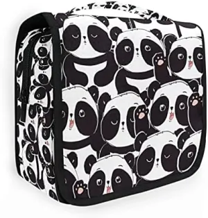 Hanging Toiletry Bag Hello Panda Makeup Bag Portable Travel bag for Toiletries Organizer Bags for Women Men, Travel-Essentials Bag