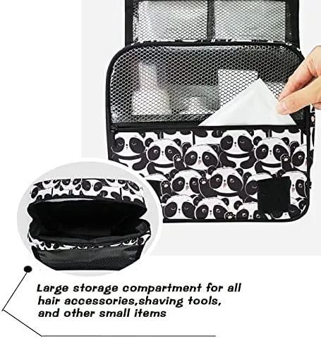 Hanging Toiletry Bag Hello Panda Makeup Bag Portable Travel bag for Toiletries Organizer Bags for Women Men, Travel-Essentials Bag