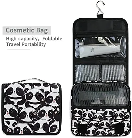 Hanging Toiletry Bag Hello Panda Makeup Bag Portable Travel bag for Toiletries Organizer Bags for Women Men, Travel-Essentials Bag