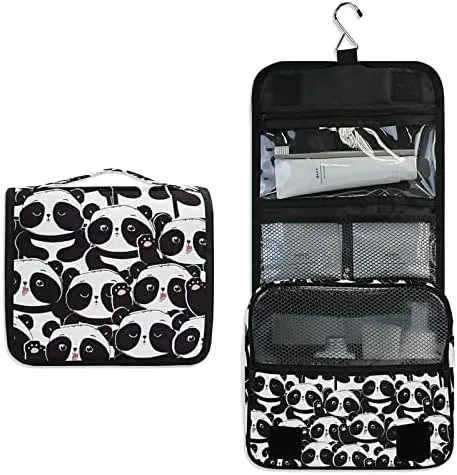 Hanging Toiletry Bag Hello Panda Makeup Bag Portable Travel bag for Toiletries Organizer Bags for Women Men, Travel-Essentials Bag