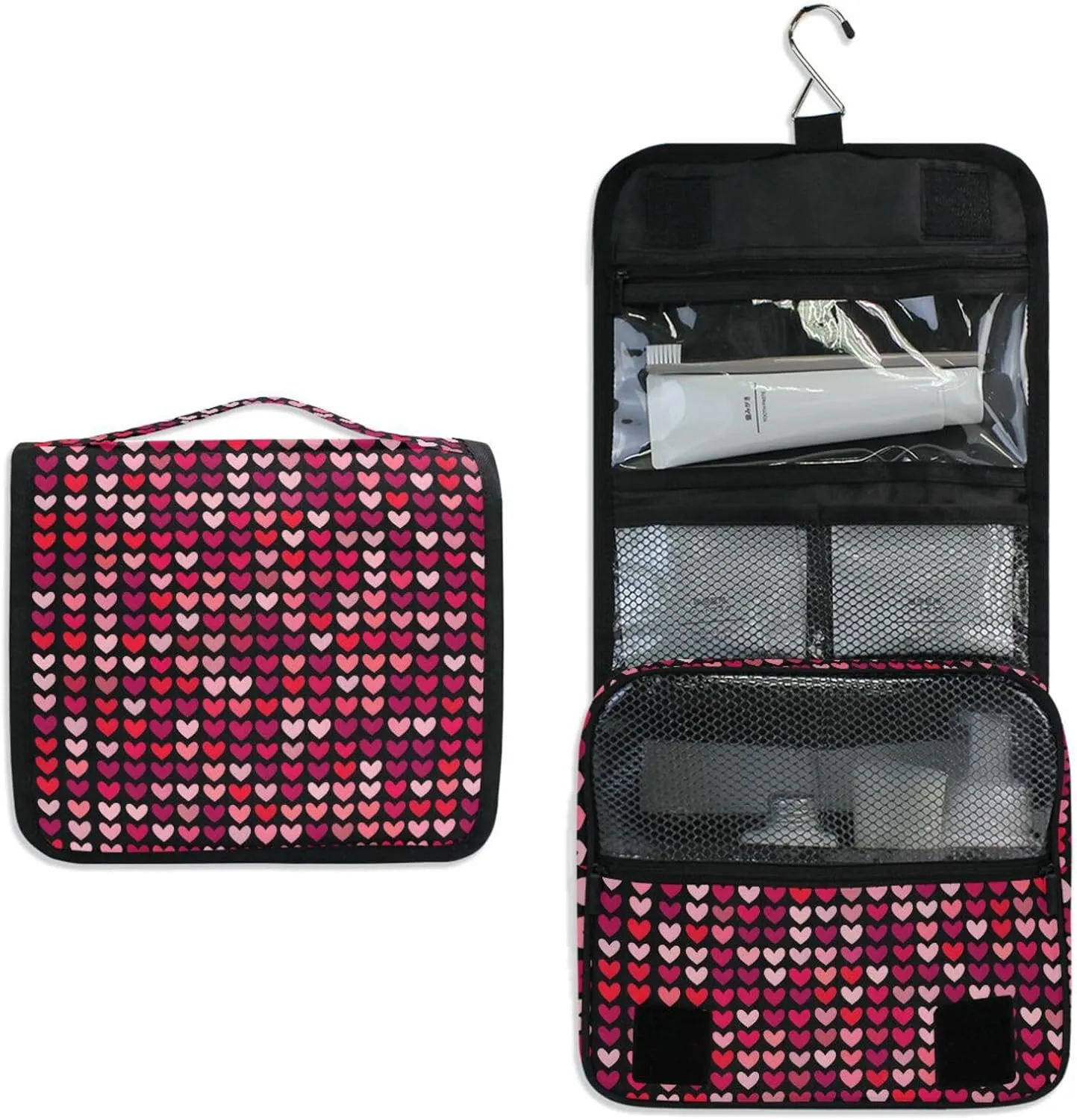 Hanging Toiletry Bag Love Travel Makeup bag for Toiletries Portable Travel Toiletry Organizer Cosmetic Bags with Hanging Hook