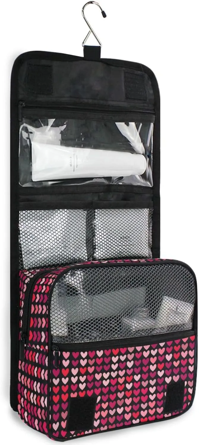Hanging Toiletry Bag Love Travel Makeup bag for Toiletries Portable Travel Toiletry Organizer Cosmetic Bags with Hanging Hook