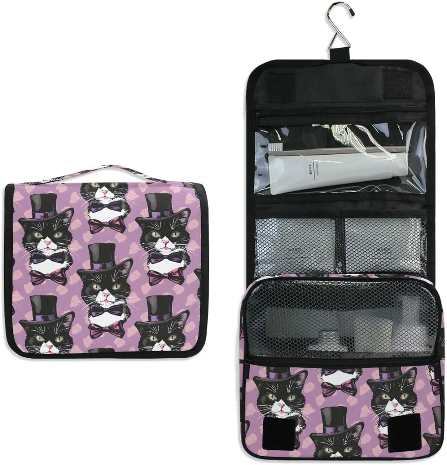 Hanging Toiletry Bag Magic Cat Travel Makeup bag for Toiletries Portable Travel Toiletry Organizer Cosmetic Bags with Hanging Hook