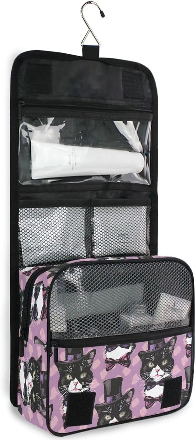 Hanging Toiletry Bag Magic Cat Travel Makeup bag for Toiletries Portable Travel Toiletry Organizer Cosmetic Bags with Hanging Hook