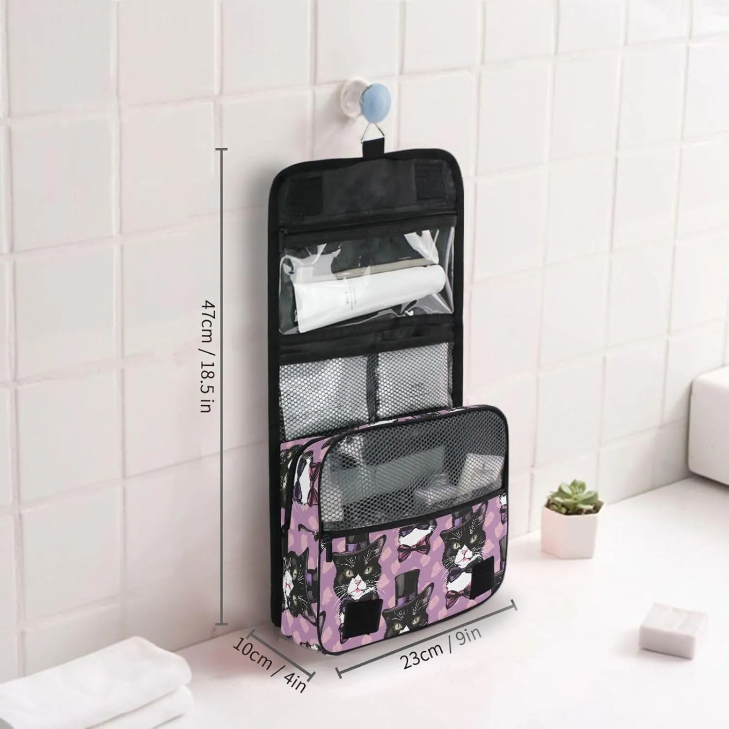 Hanging Toiletry Bag Magic Cat Travel Makeup bag for Toiletries Portable Travel Toiletry Organizer Cosmetic Bags with Hanging Hook