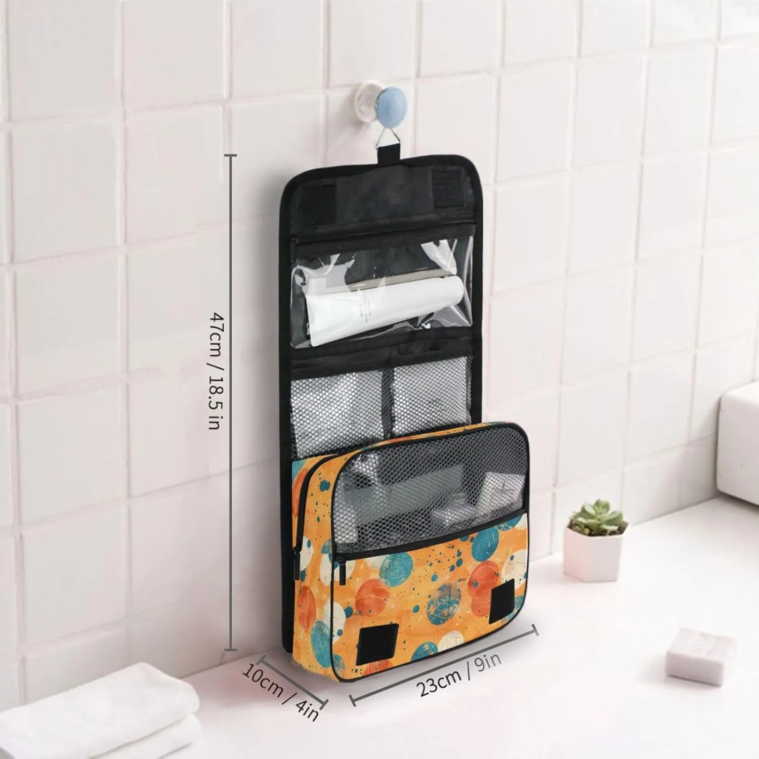 Hanging Toiletry Bag Polka-dot Travel Makeup bag for Toiletries Portable Travel Toiletry Organizer Cosmetic Bags with Hanging Hook