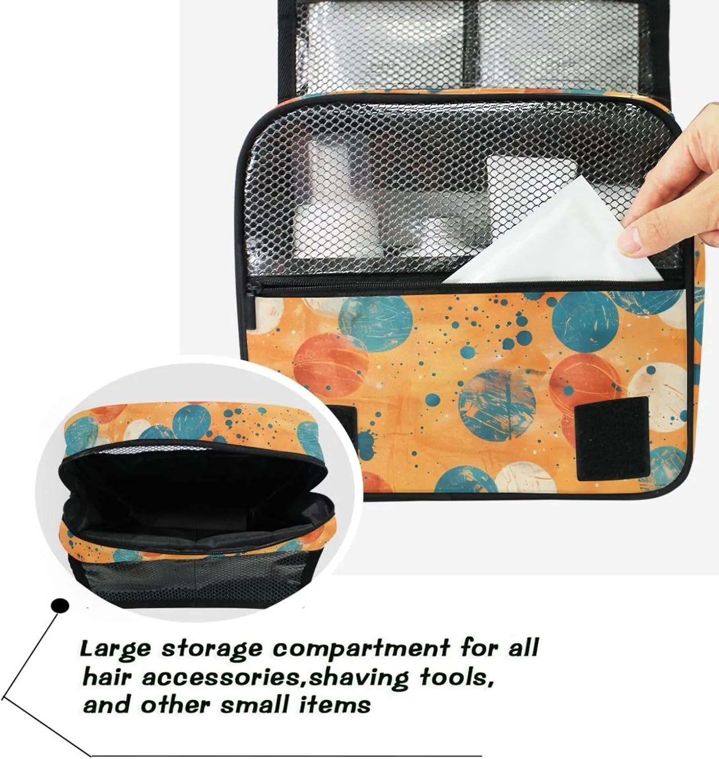 Hanging Toiletry Bag Polka-dot Travel Makeup bag for Toiletries Portable Travel Toiletry Organizer Cosmetic Bags with Hanging Hook