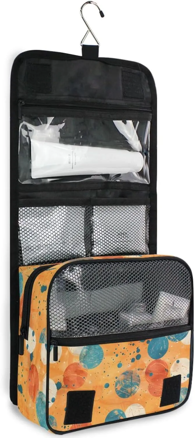 Hanging Toiletry Bag Polka-dot Travel Makeup bag for Toiletries Portable Travel Toiletry Organizer Cosmetic Bags with Hanging Hook