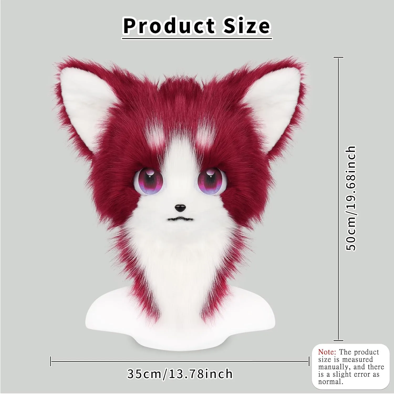 HAOAN Animal Furry Fursuit Head Mask Plush Cat Fox Mask Costume Props for Halloween Cosplay Party