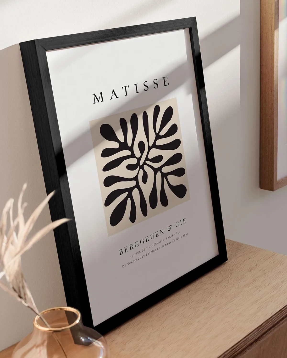 HAUS AND HUES Matisse Abstract Poster - Henri Matisse Print and Art Exhibition Poster, Matisse Paper Cutouts, Aesthetic Art Drawing Black Plant Clover Matisse (Black Frame, 12x16)