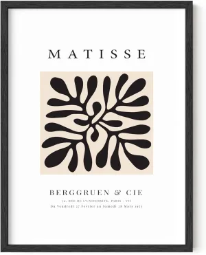 HAUS AND HUES Matisse Abstract Poster - Henri Matisse Print and Art Exhibition Poster, Matisse Paper Cutouts, Aesthetic Art Drawing Black Plant Clover Matisse (Black Frame, 12x16)