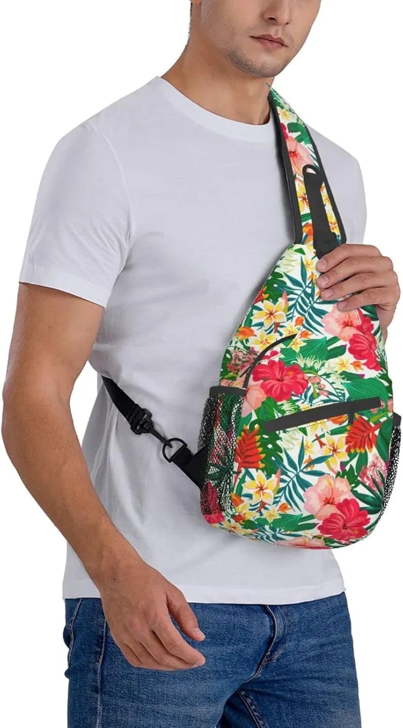 Hawaii Hawaiian Sling Bag,Multipurpose Crossbody Backpack Shoulder Chest Bag for Women Men Travel Hiking Daypack