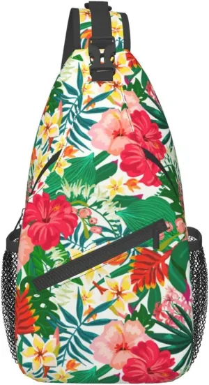 Hawaii Hawaiian Sling Bag,Multipurpose Crossbody Backpack Shoulder Chest Bag for Women Men Travel Hiking Daypack