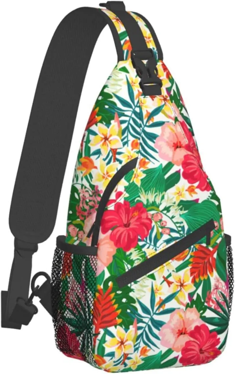 Hawaii Hawaiian Sling Bag,Multipurpose Crossbody Backpack Shoulder Chest Bag for Women Men Travel Hiking Daypack