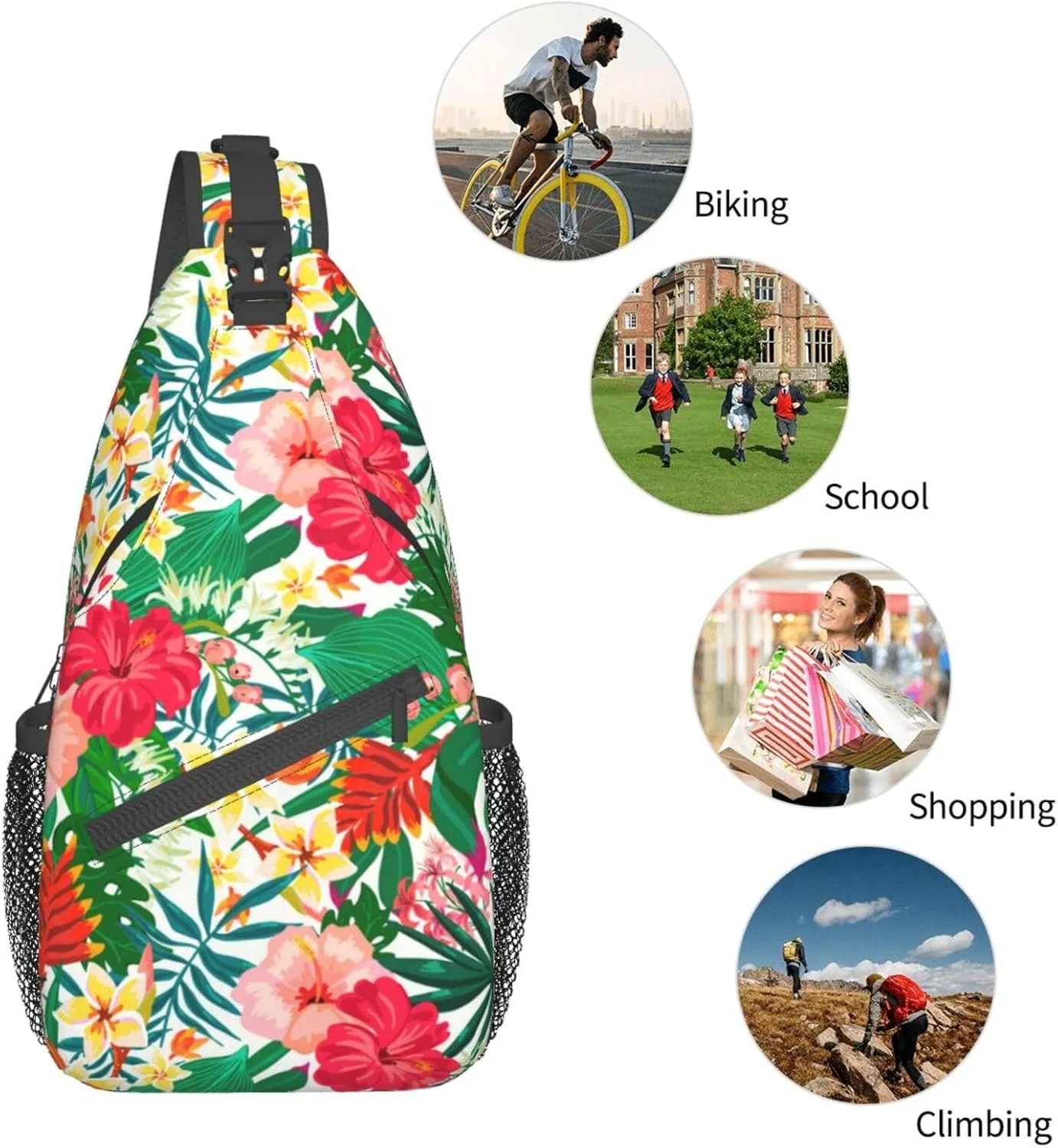 Hawaii Hawaiian Sling Bag,Multipurpose Crossbody Backpack Shoulder Chest Bag for Women Men Travel Hiking Daypack
