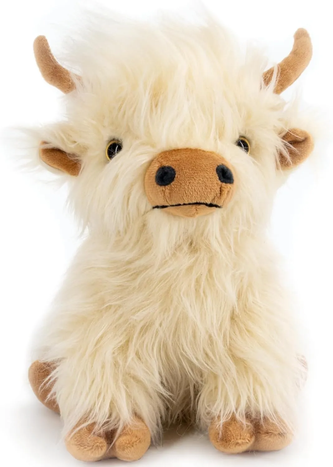 Highland Cow Stuffed Animal Toy, White Microwavable Highland Cow Gift for Girls and Kids