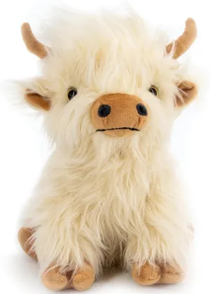 Highland Cow Stuffed Animal Toy, White Microwavable Highland Cow Gift for Girls and Kids