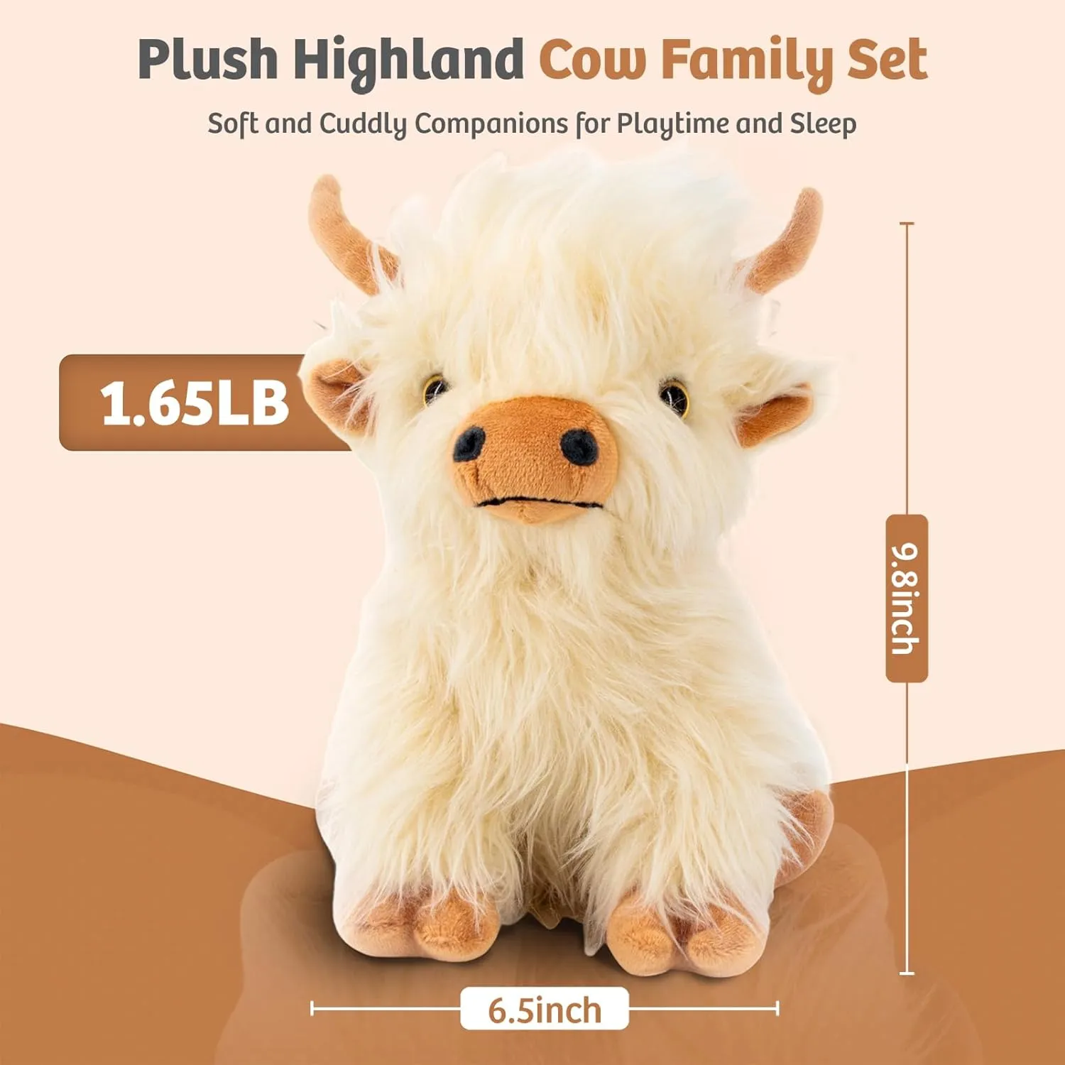 Highland Cow Stuffed Animal Toy, White Microwavable Highland Cow Gift for Girls and Kids