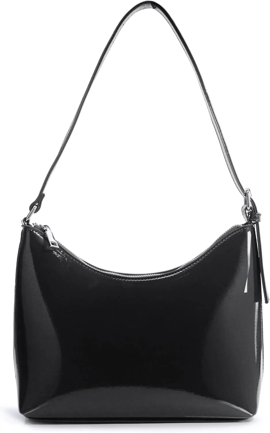 HOXIS Minimalist Faux Patent Leather Shoulder Bag Shiny Women Purse Y2K Style