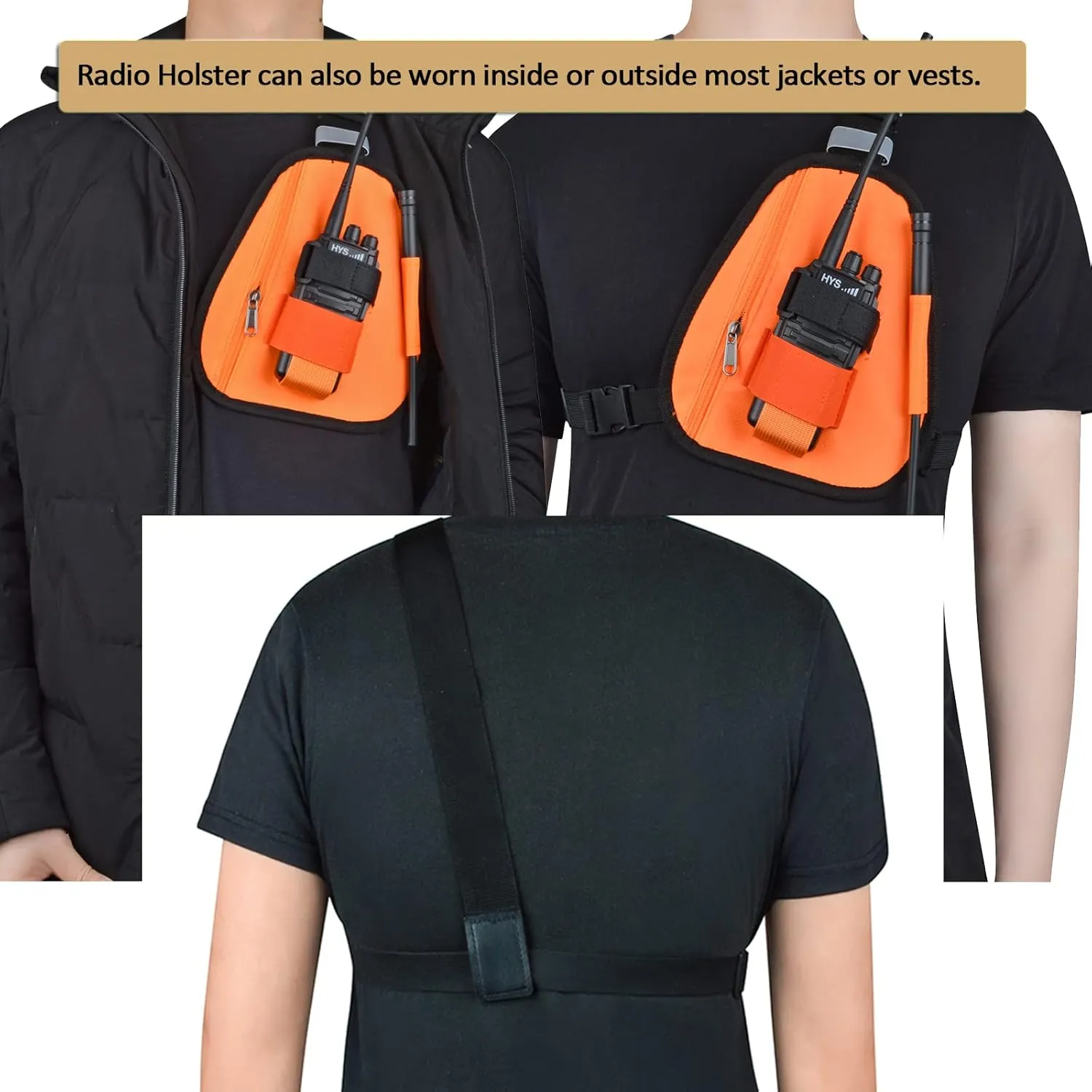 HYS Nylon Chest Harness Pack, Adjustable Shoulder Strap with an Adjustable Single Radio Pouch
