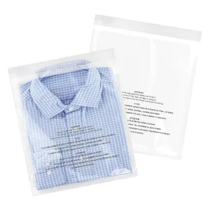 iMailer - 100 Pcs - 12" x 15" Poly Bags with Suffocation Warning Self Seal- Clear Shipping Bags 1.6 Mil for Clothing, Shirts, Packaging - Permanent Adhesive