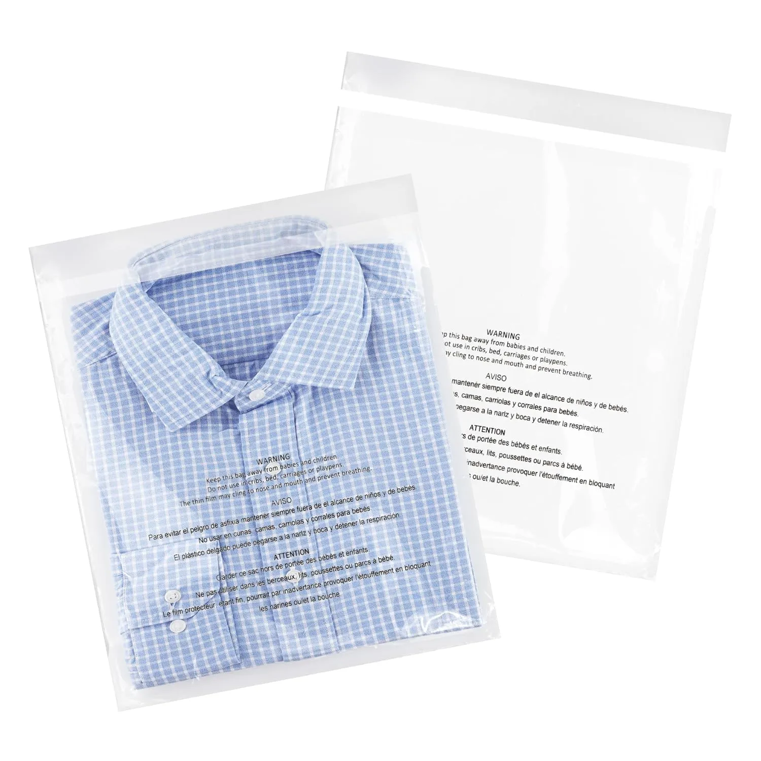 iMailer - 100 Pcs - 12" x 15" Poly Bags with Suffocation Warning Self Seal- Clear Shipping Bags 1.6 Mil for Clothing, Shirts, Packaging - Permanent Adhesive