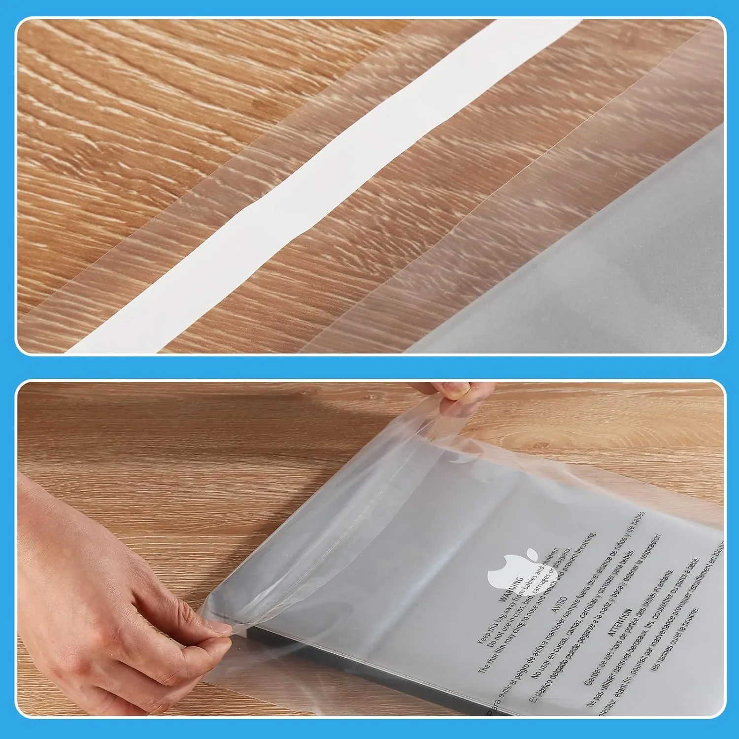 iMailer - 100 Pcs - 8" x 10", Clear Poly Bags with Suffocation Warning Self Seal 1.6 Mil for Clothing, T-Shirt, Brochure, Prints, Handicraft Gift-Permanent Glue