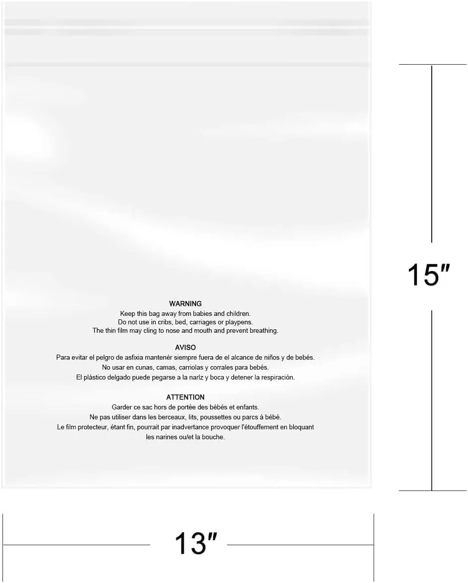 iMailer - 500 Pcs - 13" x 15" Poly Bags with Suffocation Warning Self Seal- Clear Shipping Bags 1.6 Mil for Clothing, Shirts, Packaging - Permanent Adhesive