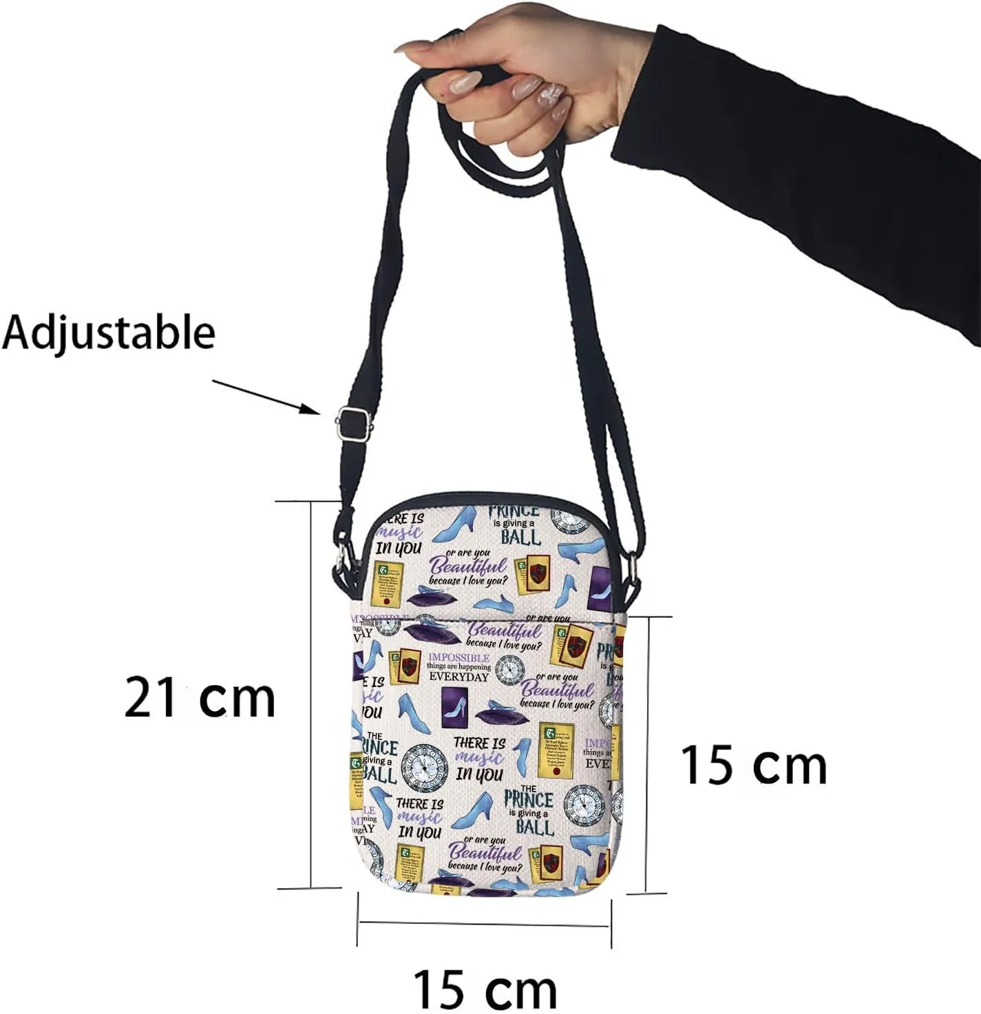 Inspired Gift Princess Musical Theater Zipper Pouch Makeup Bag Gift For Actor Actress (Crossbody bag)