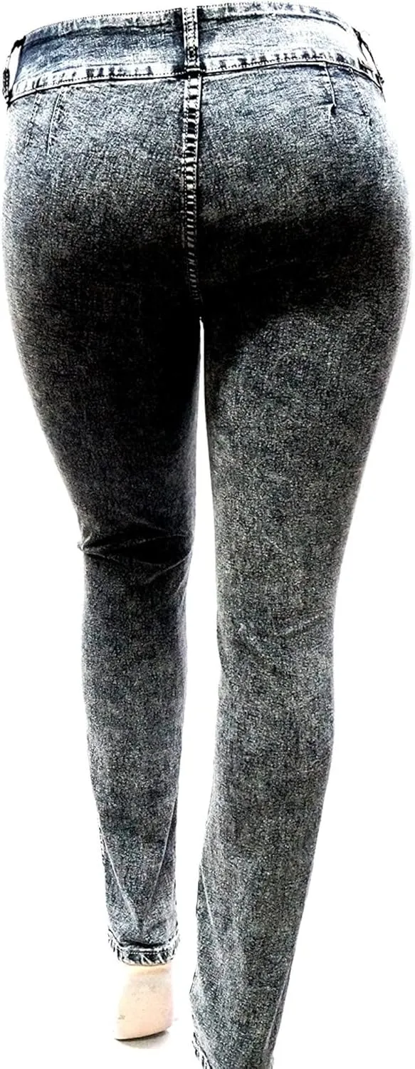 Jack David Womens Plus Size Denim Skinny Jeans Destroy Stretch Ripped Distressed Pants