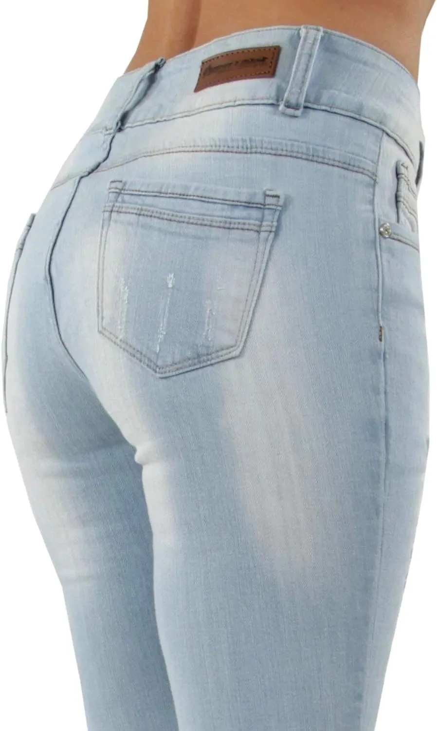 Jack David/Pasion/U.W.D Womens Distressed Denim Jeans Ripped Blue Skinny Destroy Stretch Jean Pants