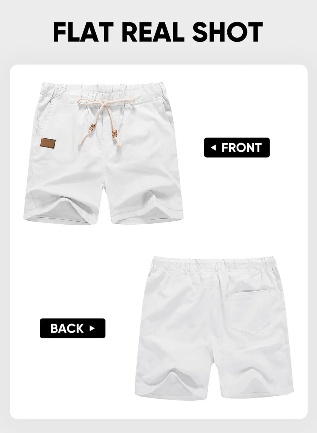 JMIERR Mens Casual 5"/ 7" Cotton Linen Shorts - Elastic Waist Drawstring Summer Beach Shorts with Pockets