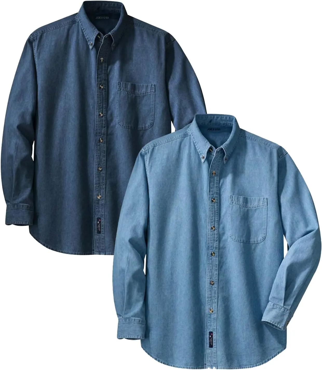Joe's USA 6.5-Ounce Long Sleeve Denim Shirts in Sizes XS-6XL
