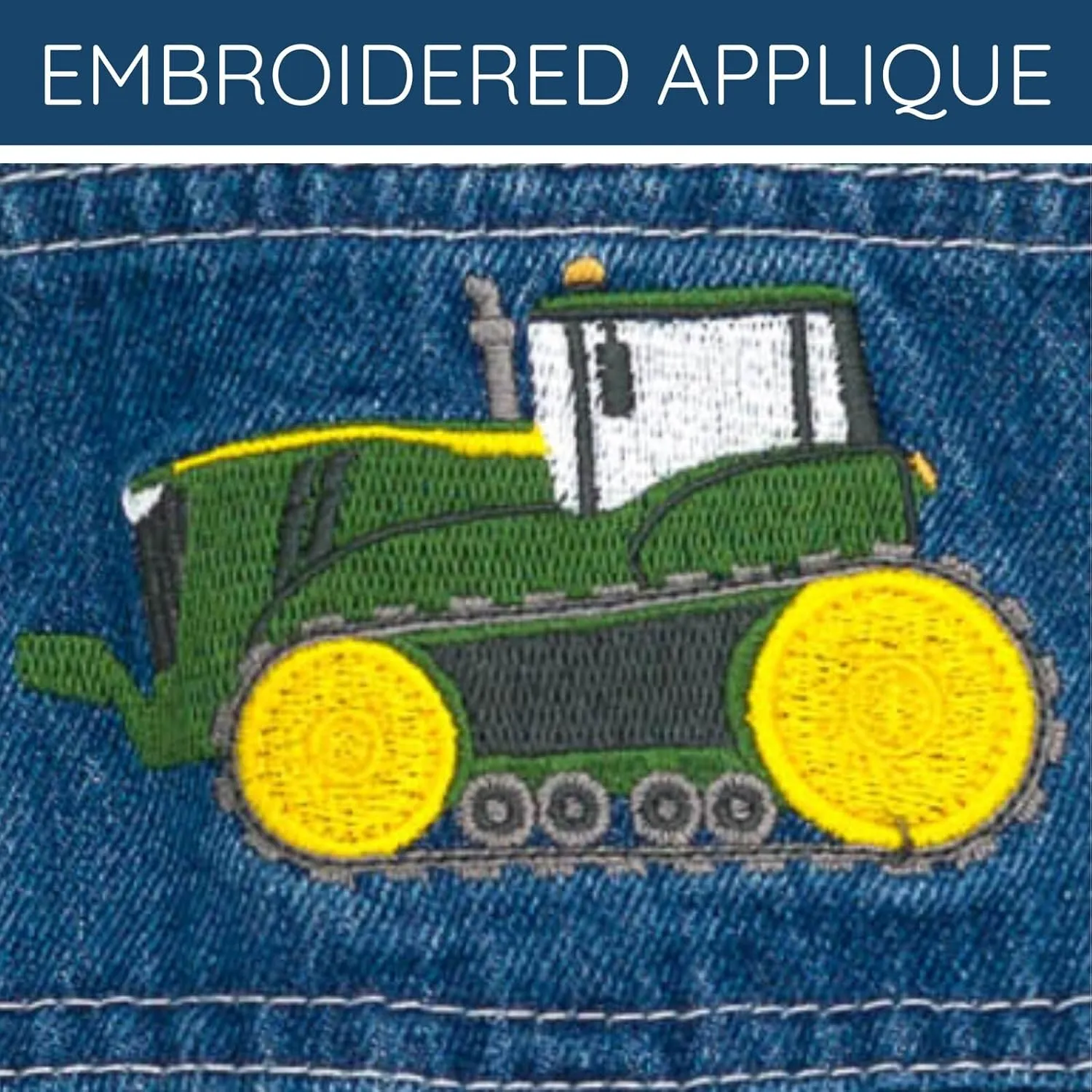 John Deere Denim Square Neck Short Overalls Toddler to Little Kid Sizes (2T - 7-8)