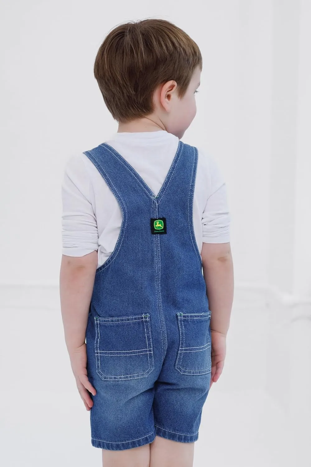 John Deere Denim Square Neck Short Overalls Toddler to Little Kid Sizes (2T - 7-8)