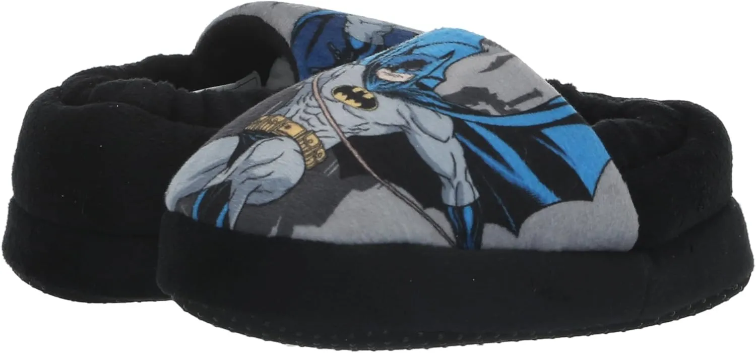 Josmo Boy's Batman Slipper Dark Knight Superhero Lightweight Comfort Soft Aline Plush House Shoes