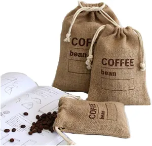 Jute Woven Bundles Coffee Bean Sacks Kitchen Sundries Peas Date Record Natural Burlap Bags With Drawstring - Reusable Cereals Bags (3, 5.9" X 4.13")