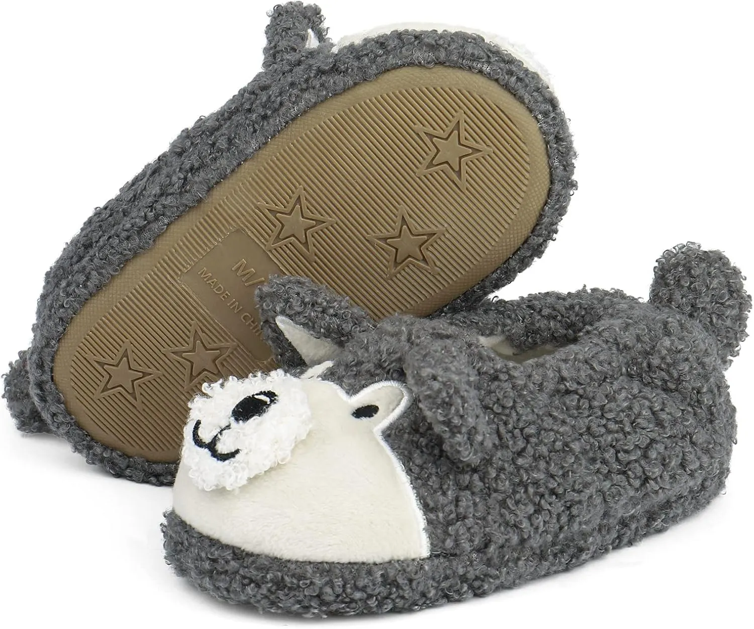 KAKU NANU Toddler Kids Slippers Cute Animal Cartoon Shoes Girls Boys Warm Fleece Winter Household Slippers