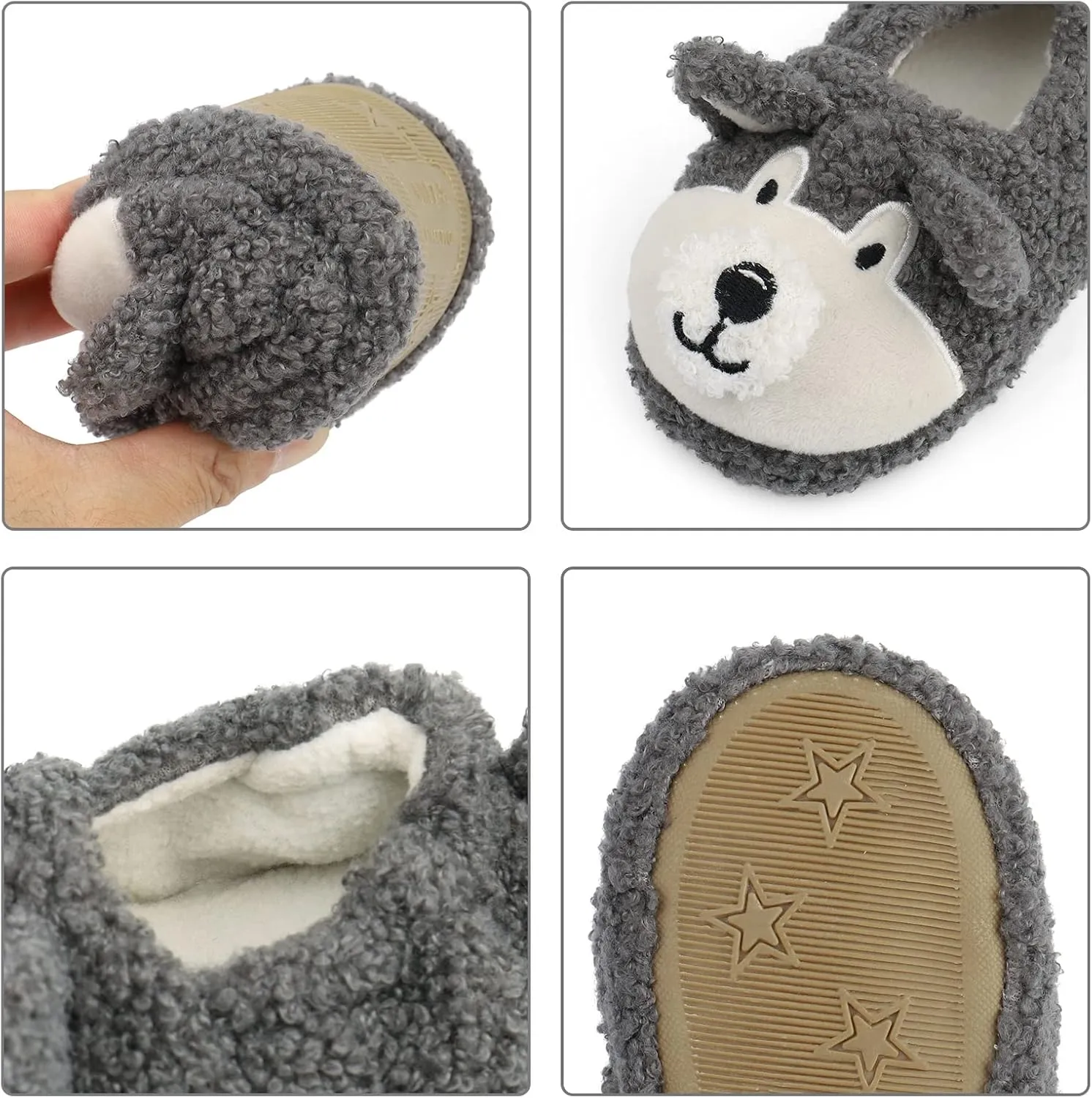 KAKU NANU Toddler Kids Slippers Cute Animal Cartoon Shoes Girls Boys Warm Fleece Winter Household Slippers