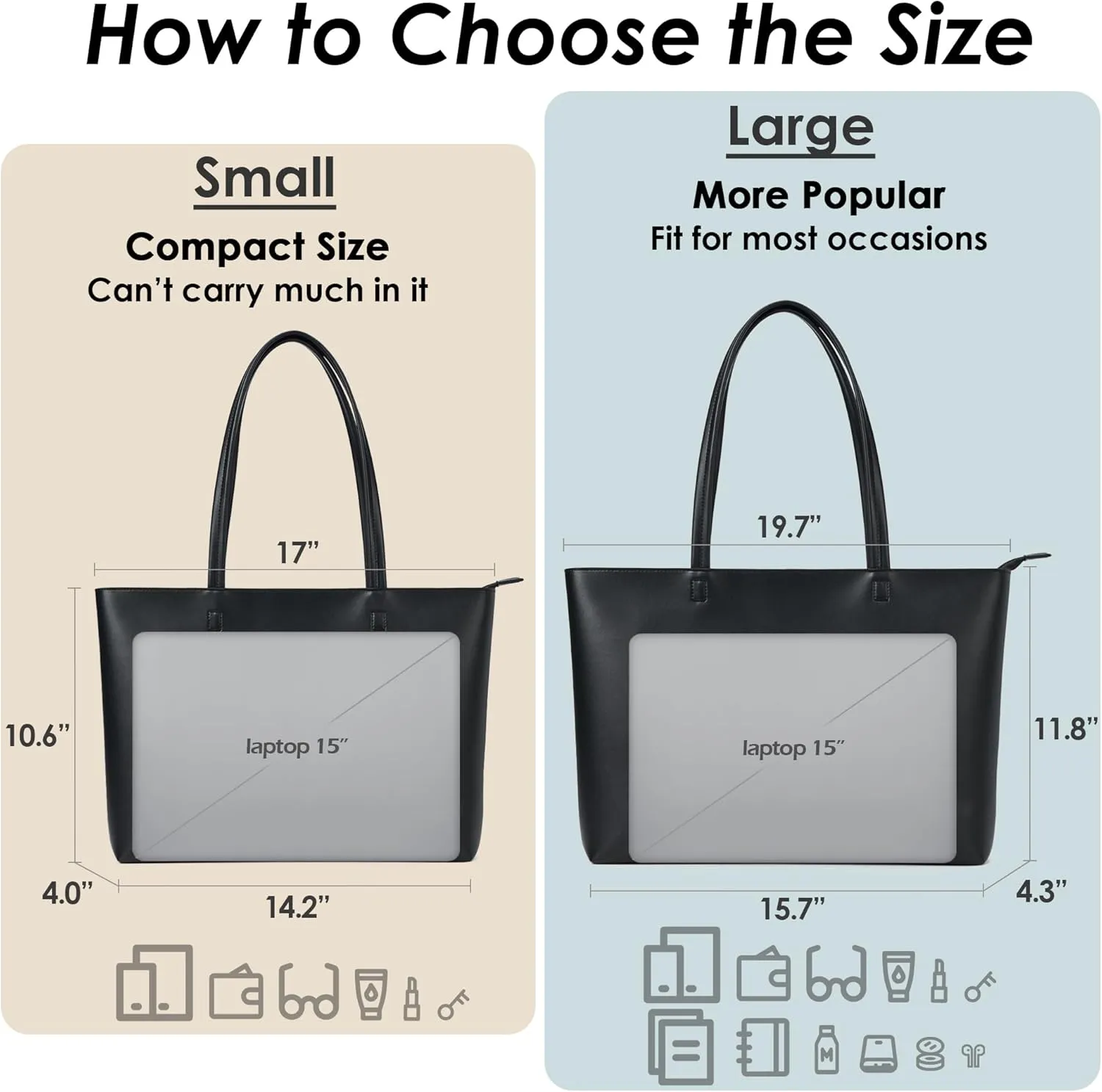 KALIDI Tote Bag Zipper Shoulder Bag Faux Leather Purses Satchel for Women Large Casual Handbag Work Dating College