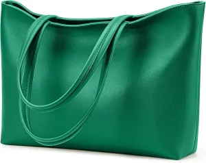 KALIDI Tote Bag Zipper Shoulder Bag Faux Leather Purses Satchel for Women Large Casual Handbag Work Dating College