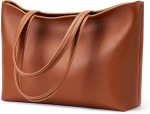 KALIDI Tote Bag Zipper Shoulder Bag Faux Leather Purses Satchel for Women Large Casual Handbag Work Dating College