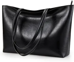 KALIDI Tote Bag Zipper Shoulder Bag Faux Leather Purses Satchel for Women Large Casual Handbag Work Dating College