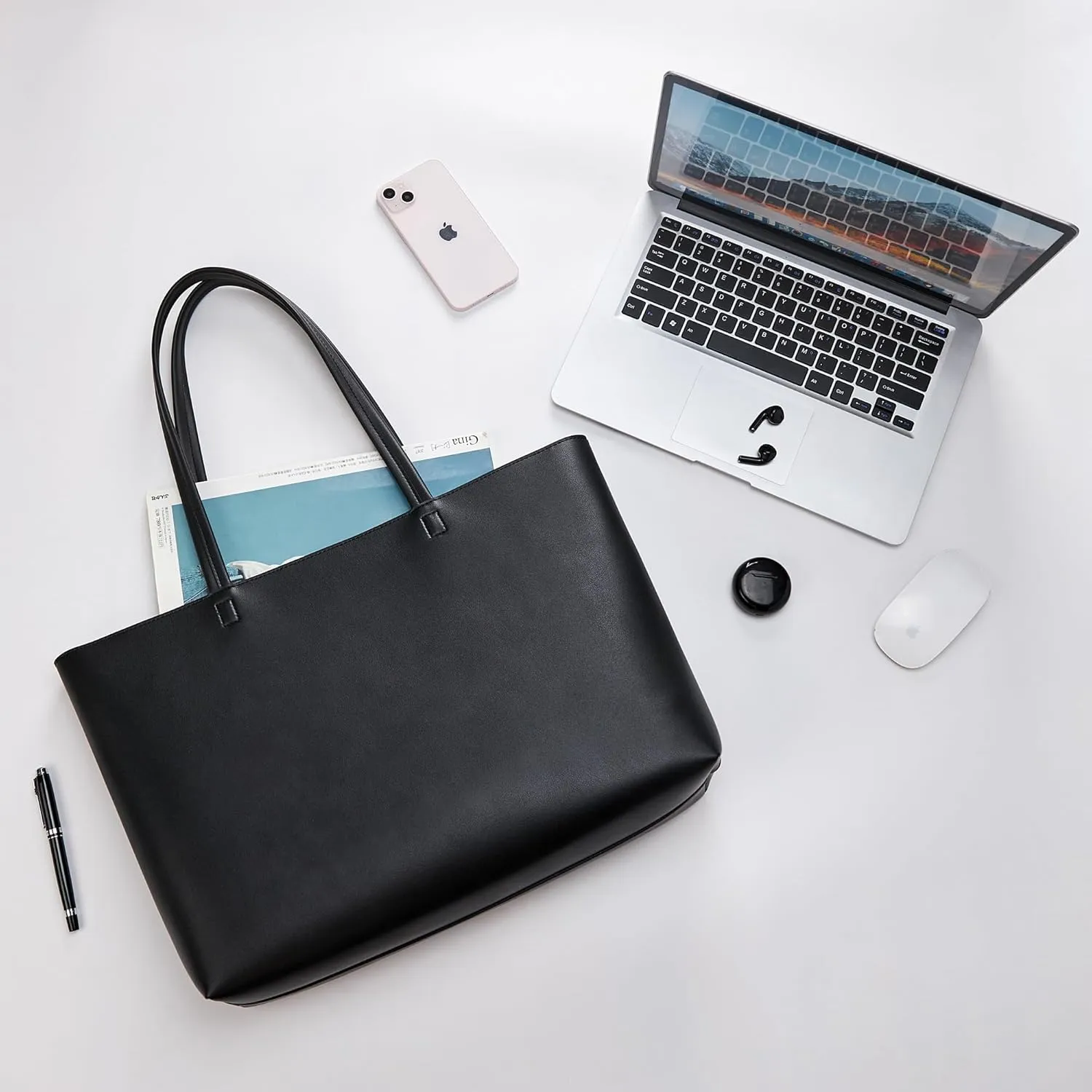 KALIDI Tote Bag Zipper Shoulder Bag Faux Leather Purses Satchel for Women Large Casual Handbag Work Dating College